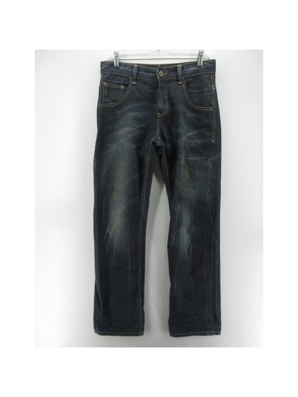 Chevignon Jeans 29 (32X33) Straight Leg Denim Distressed Whiskers Y2K